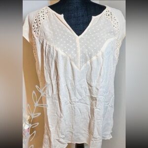 Daniel Rainn Cream Lace Accent Blouse
